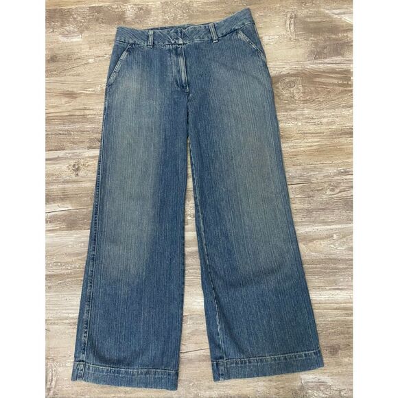 L.LBean Wide Leg Womens Jeans Sz 10 Petite - Picture 1 of 3